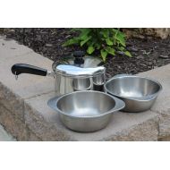 Revere Ware Stainless Steel 3 Qt. Saucepan with Lid and Double Boiler and Steamer Inserts