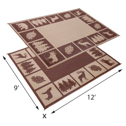  Reversible Mats 229127 9 x 12 Outdoor Patio/RV Camping Wilderness Hunter Mat-(Brown/Beige)