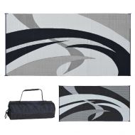 Reversible Mats 159181 Black & White Swirl Pattern Mat 9-Feet x 18-Feet