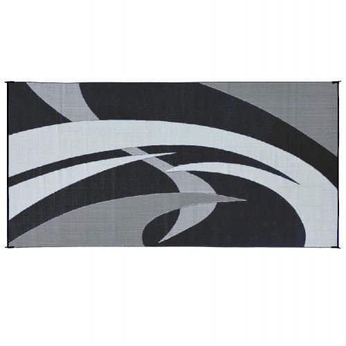  Reversible Mats 159181 Black & White Swirl Pattern Mat 9-Feet x 18-Feet