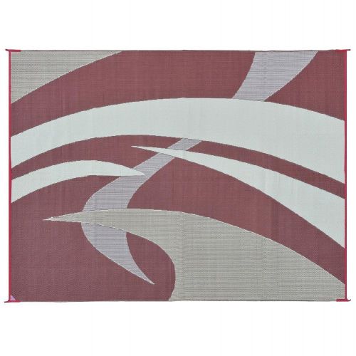  Reversible Mats 159125 Outdoor Patio / RV Camping Mat - Swirl (Burgundy, 9-Feet x 12-Feet