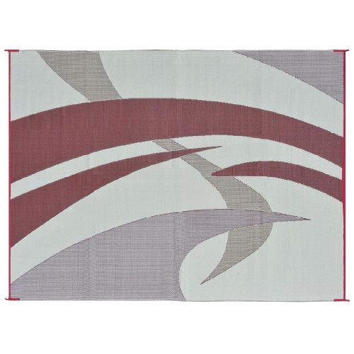  Reversible Mats 159125 Outdoor Patio / RV Camping Mat - Swirl (Burgundy, 9-Feet x 12-Feet