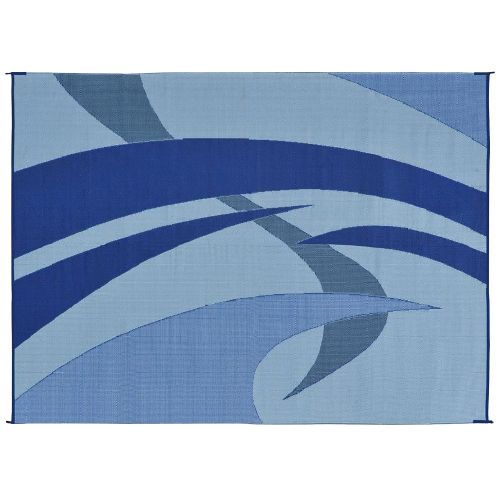  Reversible Mats 159123 Outdoor Patio / RV Camping Mat - Swirl (Blue/Black/Grey, 9-Feet x 12-Feet)