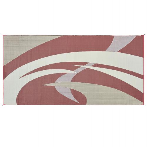  Reversible Mats Outdoor Patio / RV Camping Mat - Swirl (Burgundy/Brown, 9-Feet x 18-Feet)