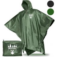 [아마존 핫딜] [아마존핫딜]Revival Gear Reusable Rain Ponchos: Universal FIT & Extremely Durable. Draw-String Hood and Zipper Collar. Comes in Compact Storage Bag. Breathable by Opening Flaps Under Arms. Use as Ground Ma