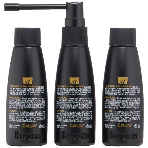  Revivogen MD Scalp Therapy Thinning Hair Solution, Natural DHT Blocker Ingredients, Experience Healthier Hair Growth for Men & Women with Hair Loss, 3 bottles 2 oz ea