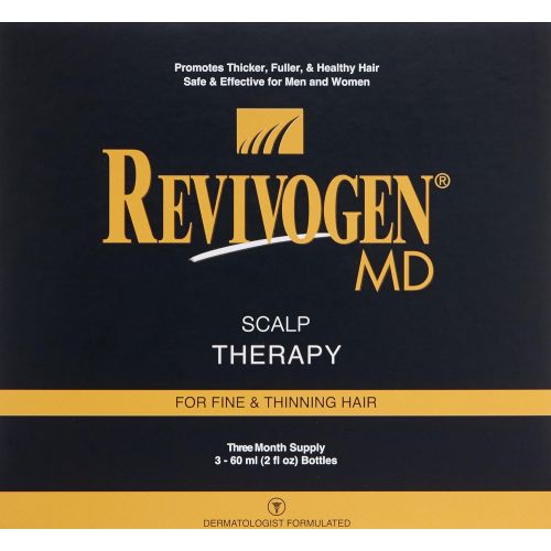  Revivogen MD Scalp Therapy Thinning Hair Solution, Natural DHT Blocker Ingredients, Experience Healthier Hair Growth for Men & Women with Hair Loss, 3 bottles 2 oz ea