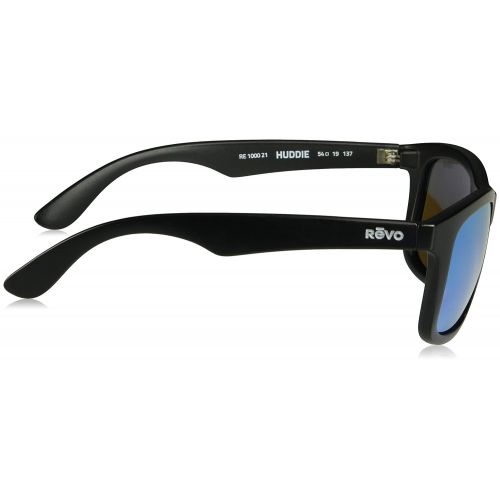  Revo Unisex RE 1000 Huddie Wayfarer Polarized UV Protection Sunglasses, Matte Black Frame, Blue Water Lens