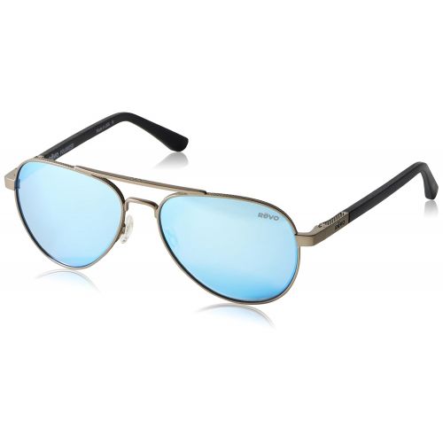  Revo Unisex RE 1011 Raconteur Aviator Polarized UV Protection Sunglasses, Gunmetal Frame, Blue Water Lens