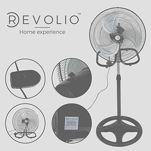  [아마존베스트]Revolio Stand fan made of metal and plastic 3 in 1, 50 cm diameter, adjustable speed and height 100 - 130 cm.