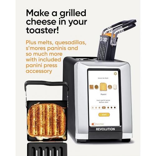  Revolution R180B High-Speed Touchscreen Toaster, 2-Slice Smart Toaster with Patented InstaGLO Technology & Revolution Toastie Panini Press