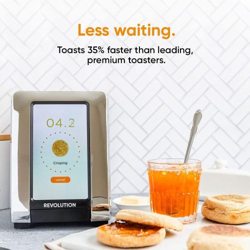  [아마존베스트]Revolution Cooking R180 High-Speed 2-Slice Stainless Touchscreen Toaster. Exclusive InstaGLO Technology with 63 Digital Settings. Makes Perfect Toast Every Time.