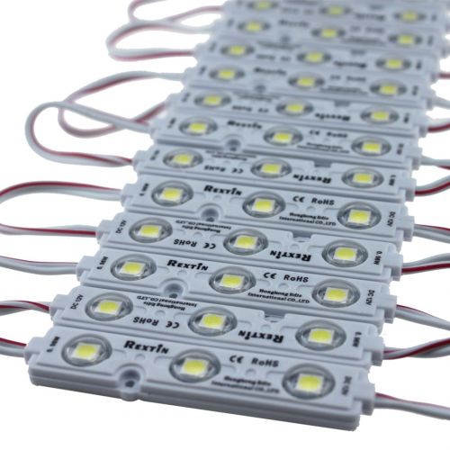  Rextin Super bright 200pcs 3 LED Module White 5050 SMD 66-72LM Each Module Waterproof Decorative Light for Letter Sign Advertising Signs with Tape Adhesive Backside 3 Years Warrant