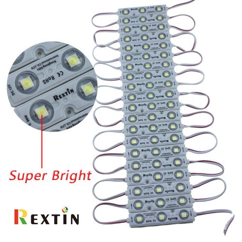  Rextin Super bright 200pcs 3 LED Module White 5050 SMD 66-72LM Each Module Waterproof Decorative Light for Letter Sign Advertising Signs with Tape Adhesive Backside 3 Years Warrant