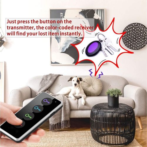  Key Finder, Reyke 80dB Remote Finder RF Item Locator Tags, Wireless Beeper Up to 130 ft. Working Range, Key Finders that Make Noise for Car Keys, Wallet, Phone Pet Tracker(RF Trans