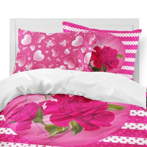  Rhap Duvet Cover Full Size,3 Pieces Romantic Couples Bedding Set,Girls Printed Quilt Cover Set,for Valentines Day Wedding Decorations