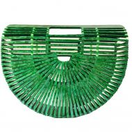 Rhathymia Women Basket Beach Bag Bamboo/Acrylic Clutch Handbag Tote Bag