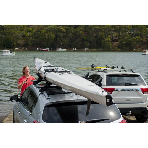  [아마존베스트]Rhino Rack Nautic 580 Series Kayak/Canoe Carrier, Includes 2 x Tie Down Straps and 2 x Rapid Straps w/Unique Buckle Protector