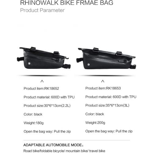  Rhinowalk Bike Bag Bike Frame Bag Waterproof Bike Triangle Bag Bicycle Pouch Under Tube Bag Professional Cycling Accessories