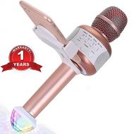 Rhllxzo Wireless Bluetooth Karaoke Microphone for Kids Friends Portable KTV Karaoke Machine with Speaker Recording Singing Parties Light Holder Perfect for iphone ipad Android Smartphone (