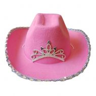 Rhode Island Novelty Pink Cowboy Cowgirl Tiara Felt Light Up Rodeo Princess Hat