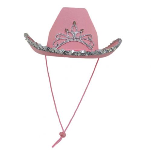  Rhode Island Novelty Pink Cowboy Cowgirl Tiara Felt Light Up Rodeo Princess Hat