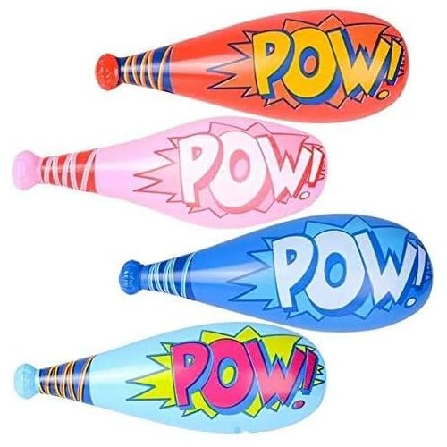  Rhode Island Novelty 20 Inch POW Bat Inflates, Pack of 4 Assorted