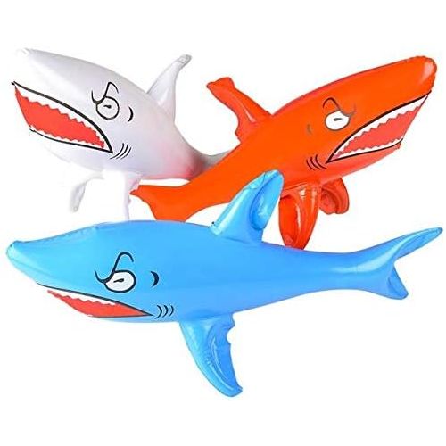  Rhode Island Novelty 24 Inch Shark Inflates, Set of 6 Assorted