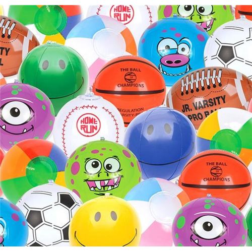  Rhode Island Novelty RI Novelty Beach Ball Assorted Prints and Colors 6 Inch - 100 Per Pack