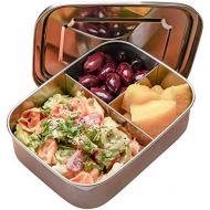 [아마존베스트]RiViLife Stainless Steel Bento Box for Kids and Adults PLUS Spoon - BPA-Free Eco-Friendly & Healthy - 3 Section Metal Lunch Containers with Dividers fits 1 Main + 2 Snacks - Bento