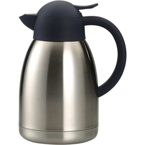  Ribelli Isolierkanne Edelstahl doppelwandig - Teekanne silber mit Drehverschluss zum Warmhalten von Kaffee,Tee und Heisswasser-Fassungsvermoegen: ca. 1,5 Liter