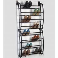 Richards Homewares 1006242 Over The Door Rack-24 Pairs-Shoe Organizer Finish-Metal Tubes-No Tools Required-Easy Assembly-22.9 x 8.1 x 49, Bronze
