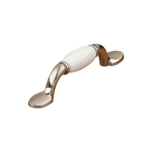  Richelieu Royal Family Drawer Pull in Brushed Nickel and White