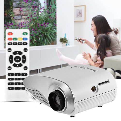  Richer-R Mini Projector, Multimedia Home Theater Protable Video LED Projector Support AVUSBVGAHDMISD for VideoMovieGame, Home Theater Entertainment.