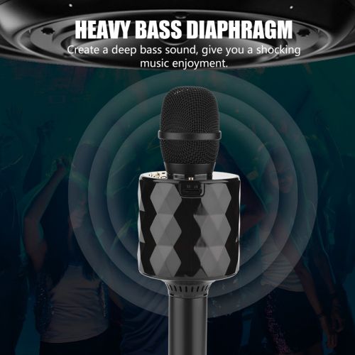  Wireless Karaoke Microphone,Richer-R Reverberation Karaoke Microphone Bluetooth Speaker Car speaker,3-4 Hours Play with Heavy Bass Diaphragm Echo Noise Cancelling for iOS Android P