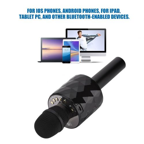  Wireless Karaoke Microphone,Richer-R Reverberation Karaoke Microphone Bluetooth Speaker Car speaker,3-4 Hours Play with Heavy Bass Diaphragm Echo Noise Cancelling for iOS Android P