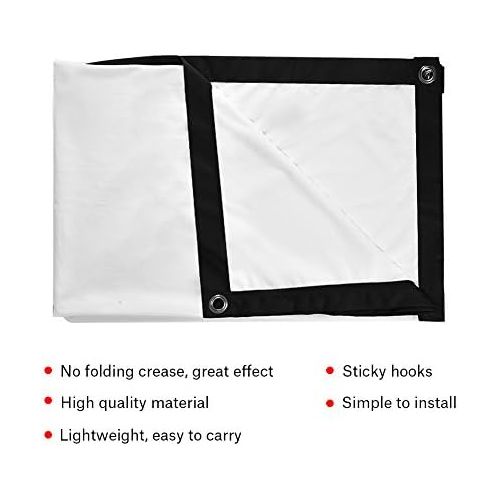  Richer-R Projector Screen, 60-100 Inch 16x9 Projector Screen Rear Projection Screen,Portable Foldable Non-Crease Projector Curtain Screen 4:3 for Outdoor Camping Movie Open-air Cin