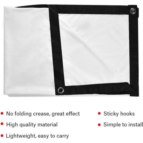  Richer-R Projector Screen, 60-100 Inch 16x9 Projector Screen Rear Projection Screen,Portable Foldable Non-Crease Projector Curtain Screen 4:3 for Outdoor Camping Movie Open-air Cin