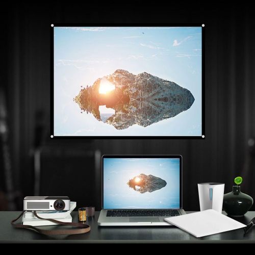  Richer-R Projector Screen, 60-100 Inch 16x9 Projector Screen Rear Projection Screen,Portable Foldable Non-Crease Projector Curtain Screen 4:3 for Outdoor Camping Movie Open-air Cin