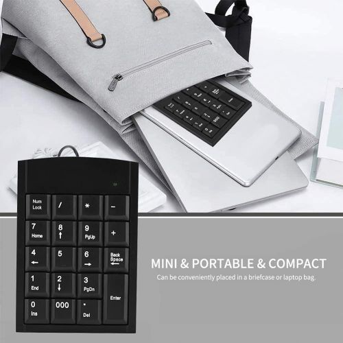  [아마존베스트]Richer-R Numeric Keypad Numeric Keypad, Richer Ergonomic Portable Slim Mini USB 19Keys Numerical Number Pad Keypad Keyboard For Laptop Desktop PC Black