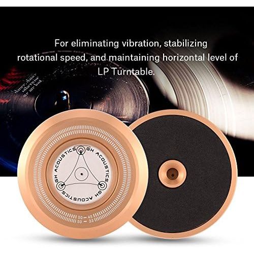  [아마존베스트]Richer-R Turntable Disc Record Weight, 50 Hz Vinyl Record Stabiliser Support Weight, Plate Clamp LP Disc Stabiliser Turntable with Spirit Level for LP Vinyl Turntable (Gold)