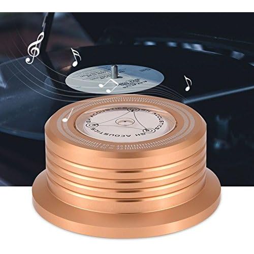  [아마존베스트]Richer-R Turntable Disc Record Weight, 50 Hz Vinyl Record Stabiliser Support Weight, Plate Clamp LP Disc Stabiliser Turntable with Spirit Level for LP Vinyl Turntable (Gold)