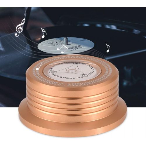  [아마존베스트]Richer-R Turntable Disc Record Weight, 50 Hz Vinyl Record Stabiliser Support Weight, Plate Clamp LP Disc Stabiliser Turntable with Spirit Level for LP Vinyl Turntable (Gold)