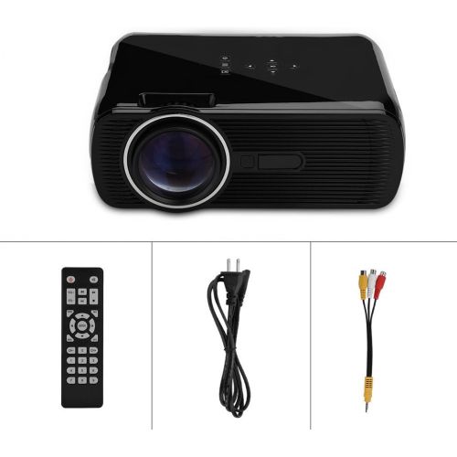  Richer-R Mini Projector, 100-240V Mini Projector 1080P HD Home Theater 23 Languages With USB, SD, HDMI, VGA, AV&TV Input interfaces(Black)