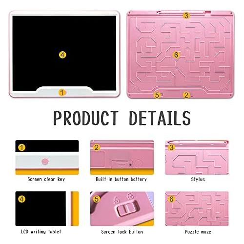  [아마존베스트]Richgv 15 Inch LCD Writing Tablet with Anti-Clearance Function and Pen, Digital Ewriter Graphic Tablets Writing Board Paperless Notepad Doodle Board (Pink)