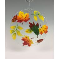 Richmondglassworks Fall Leaves Suncatcher, Fused Glass, Large Sun Catcher