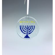 /Richmondglassworks Hanukkah Ornament, Menorah Ornament, Fused Glass, Chanukah, Judaica, Jewish Decor