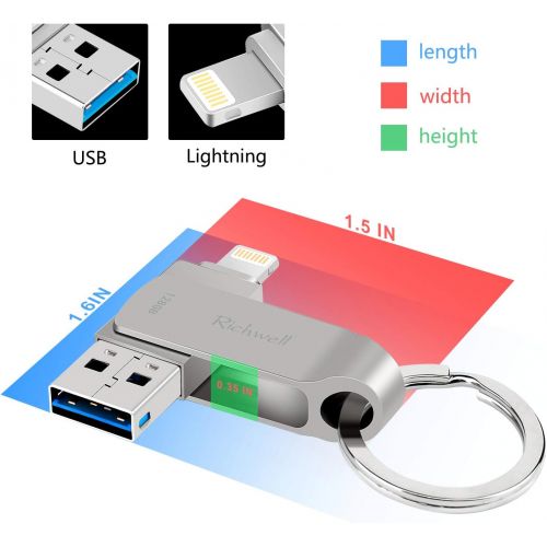  [아마존 핫딜] USB Flash Drive for iPhone Flash Drive 128GB Memory Stick USB 3.0 for iPad Thumb Drive Photo Stick 3in1 External Drive Richwell for Apple iPhone iPad iOS Mac Android and Computers