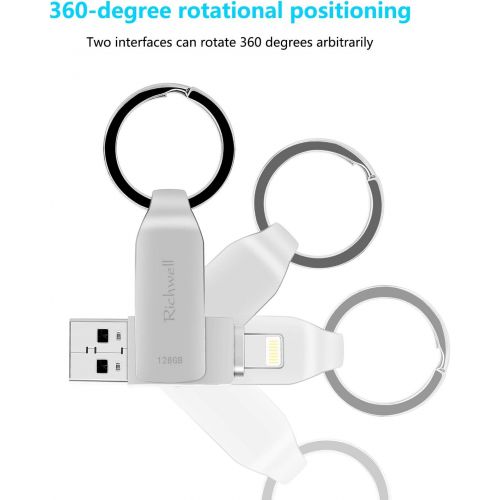  [아마존 핫딜] USB Flash Drive for iPhone Flash Drive 128GB Memory Stick USB 3.0 for iPad Thumb Drive Photo Stick 3in1 External Drive Richwell for Apple iPhone iPad iOS Mac Android and Computers