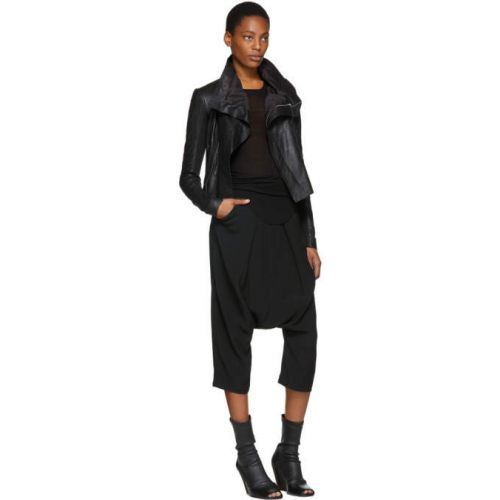  Rick Owens Black Leather Classic Biker Jacket